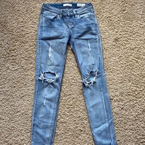 Guess Low Rise Skinny Distressed Jean Medium- Light Wash